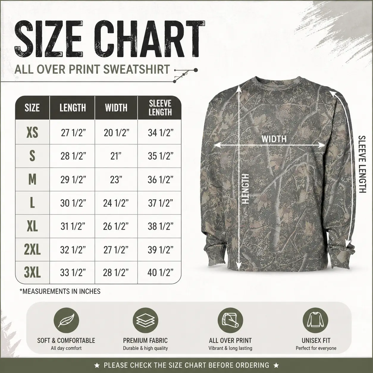 Funny Christmas sweater size chart